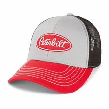 PETERBILT *GREY RED BLACK MESH BACK* TRADEMARK LOGO Mesh HAT CAP * NEW!!* PB01