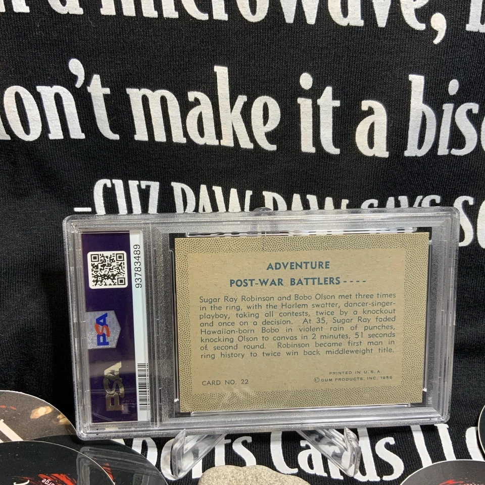 1956 Topps Adventure (Sugar Ray Robinson/Bobo Olson) Post War Battlers PSA 7 - Image 3 of 3