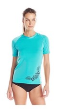 Kanu Surf Womens Sonoma Short Sleeve UPF 50 Rash Guard, Lagoon, Small