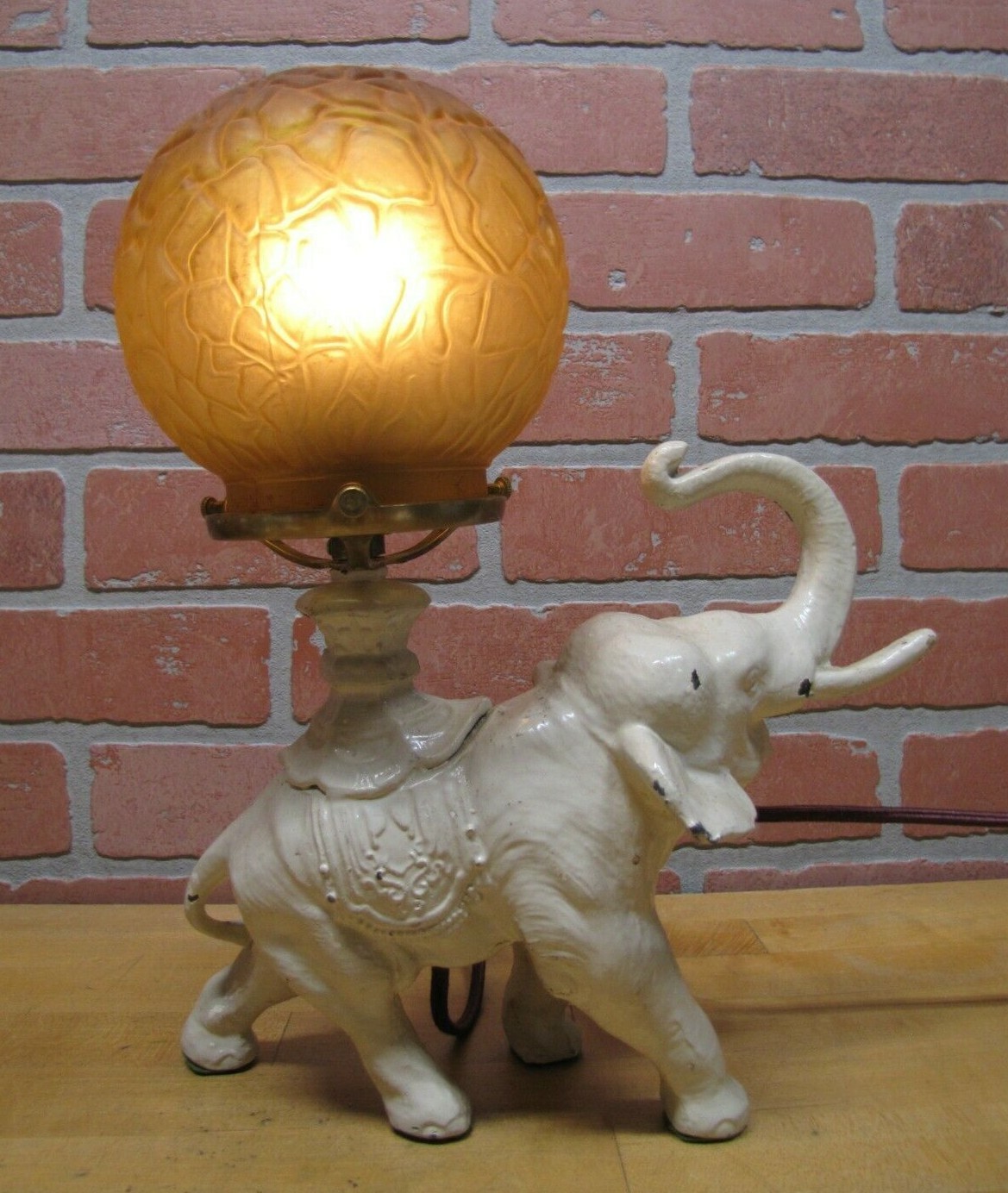 Art Deco Elephant Lamp Good Luck Trunk Up Brain Shade Lamp Nuart