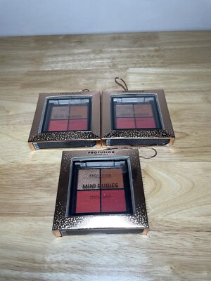 Lot Of ( 3 ) Brand New Sealed Profusion Cosmetics Mini Rubies Eye Shadow Quad!