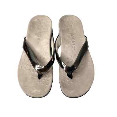 Vionic Dillon  toe post thong slide sandals Sz 7 in Pewter