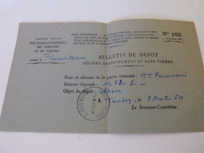 deposit slip, issued free of charge and without stamp, (vp01)