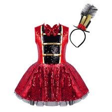 Kids Girls Circus Ringmaster Costume Bowtie Tutu Dress Halloween Fancy Dress Up