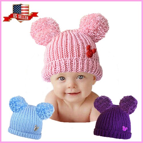 Baby Kids Hats Winter Warm Pompom 
