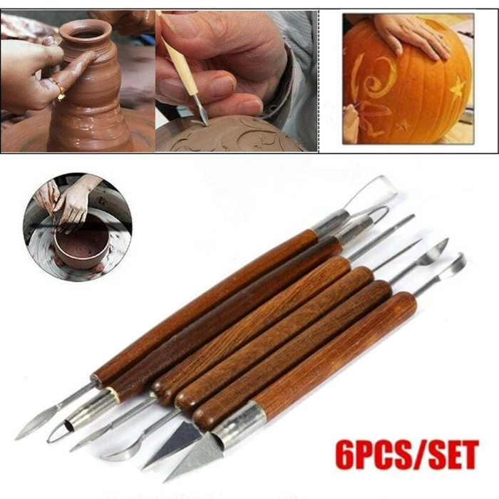 6Pcs Clay Sculpting Set Wax Carving Pottery Tools Shapers Polymer Modeling NEW - Image 2 of 4