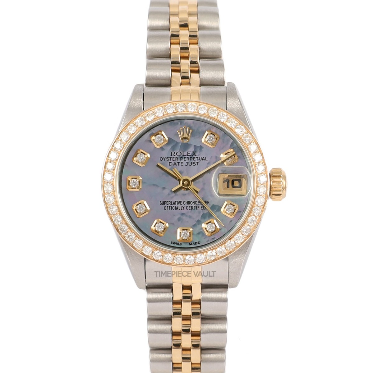 ROLEX LADY DATEJUST 79173 GOLD & STEEL 26MM BLACK MOP DIAL 18K