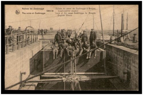 Vintage Postcard - Lock of the Canal Zeebrugge to Burges .English Divers. A14 - 第 1/2 張圖片