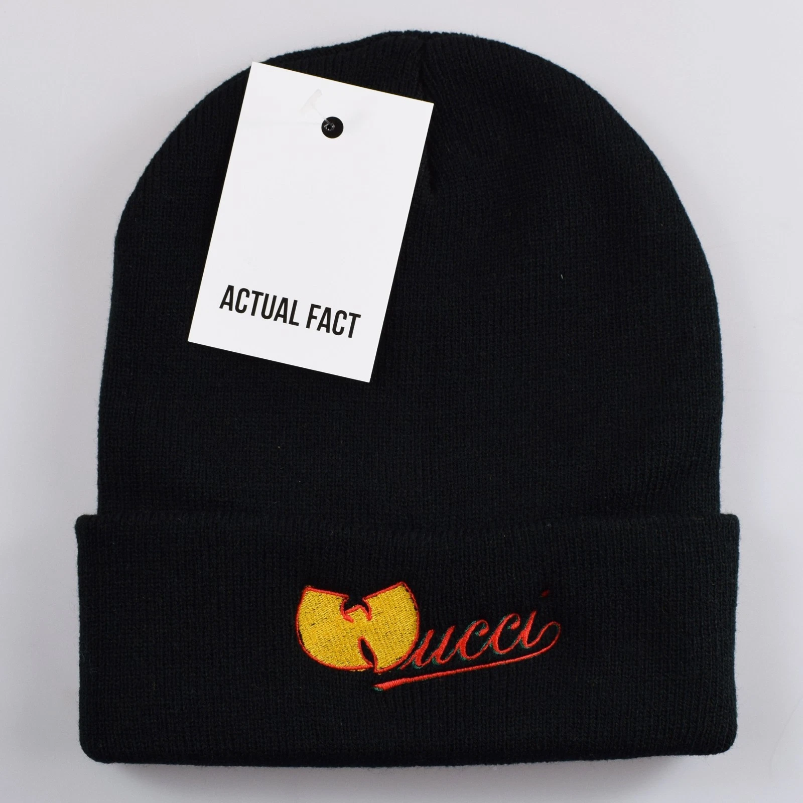 Actual Fact Wucci Shaolin Hip Hop Roll Up Black Beanie Hat