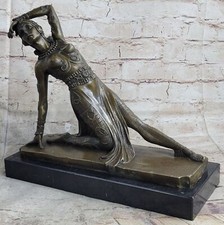 Signed Chiparus Russian Dancer Art Deco Bronze Sculpture Marble Nude Statue Sale