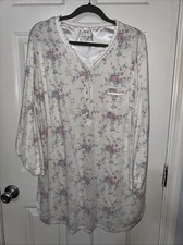 Vintage AMANDA STEWART INTIMATES Nightgown Long Lightweight White Floral Large