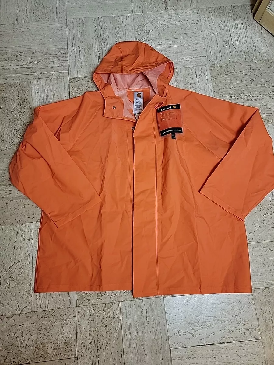 Carhartt C79 Rain Jacket Coat Size XL Orange Pvc New With Tags Lightweight Hood