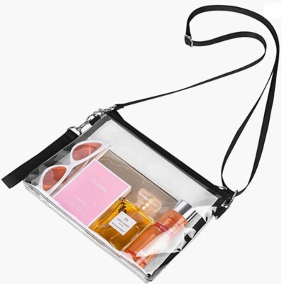 Unisex Clear Crossbody Purse Bag Stadium Approved Bag for Work Concert Sport