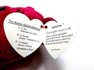 TY BEANIE BABY VALENTINA BEAR RED WITH WHITE HEART RARE TY BEANIE BABY VALENTINA BEAR RED WITH WHITE HEART RARE