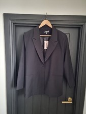 Missguided Plus Tailored Oversized Fit Black Blazer Jacket Size UK 16 BNWT