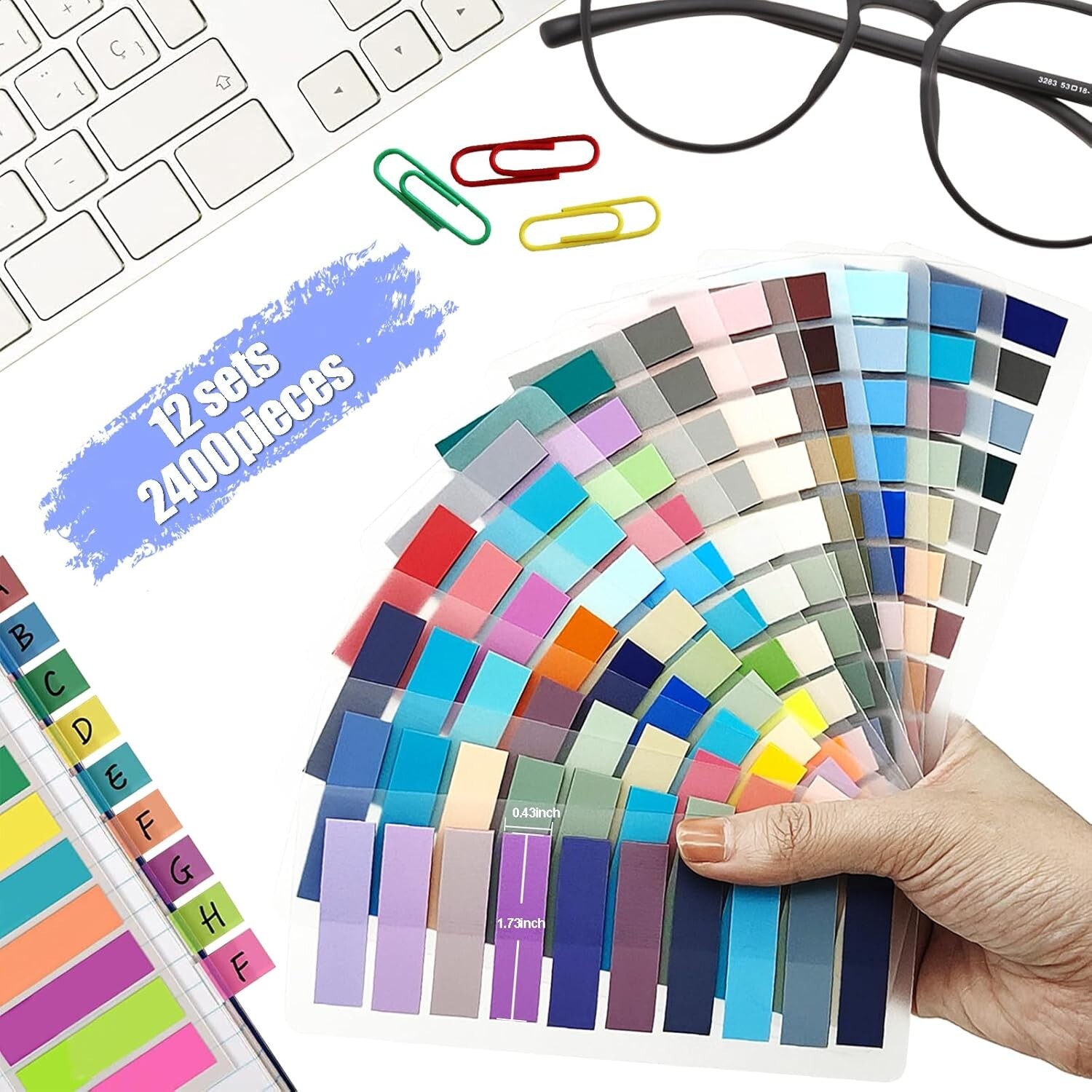 Sticky Tabs 2400 pcs Book Tabs for Page Markers Transparent Annotation supplies
