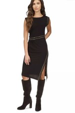 NWT MICHAEL MICHAEL KORS Women's Astor Studded Side-Slit Midi Dress