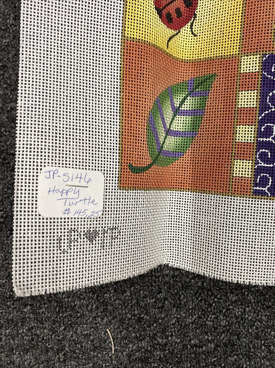 JP Handpainted Needlepoint Canvas HAPPY TURTLE # S145 ~18”x18”~14