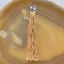 80mm Handmade Crystal Earring Key Pendant DIY Accessories Silk Tassel Decoration