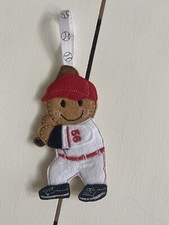 Ginger Baseball White Pants, Handmade Embroidered Felt Gingerbread Man/Ornament