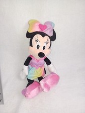 Disney Parks Minnie Mouse Plush 14" Pink Rainbow Heart