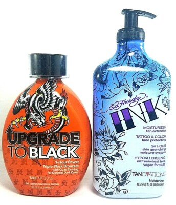 Ed Hardy UPGRADE TO BLACK Tanning lotion + INK MOISTURIZER Gift set