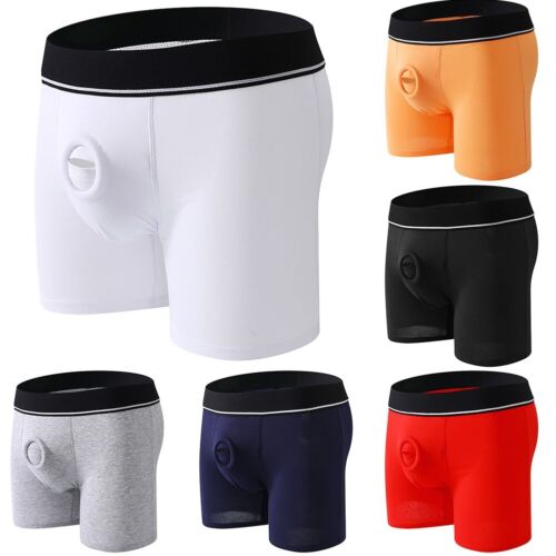 Herren Unterhose Open Pouch Loch Boxershorts Cockring Baumwolle Unterwäsche Boxershorts - Bild 7 von 45
