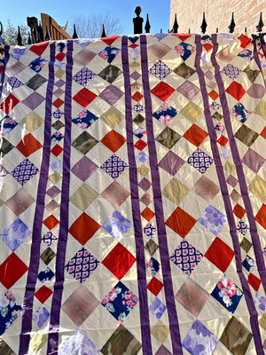 Handmade Charm Pack Works Cotton Patchwork Queen size quilt top/topper 86x86''