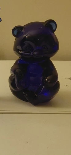 Vintage Fenton Art Glass Cobalt Blue Sitting Bear Figurine