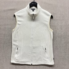 Eddie Bauer Polar Fleece Gilet Vest Jacket Women's size M White Zip Up