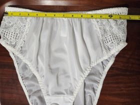 Vtg Rene Rofe Nylon Spandex Stretch Panties Shiny See Through Wedding White Sz 9