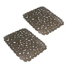 Sink Mat, 2Pcs Adjustable PVC Pebble Sink Protector for Stainless Steel 1 Brown