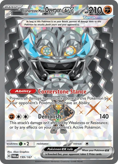 Pokémon Cornerstone Mask Ogerpon ex 199/167 Ultra Rare Twilight Masquerade NM/M