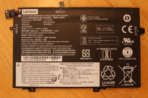 Original Akku Lenovo Thinkpad L480 L490 L580 L590 L14 L15  (82%) - 01AV463