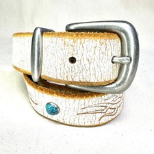 Studded Leather Belt, Vintage Western , Silver Buckle, Unisex, 100cm