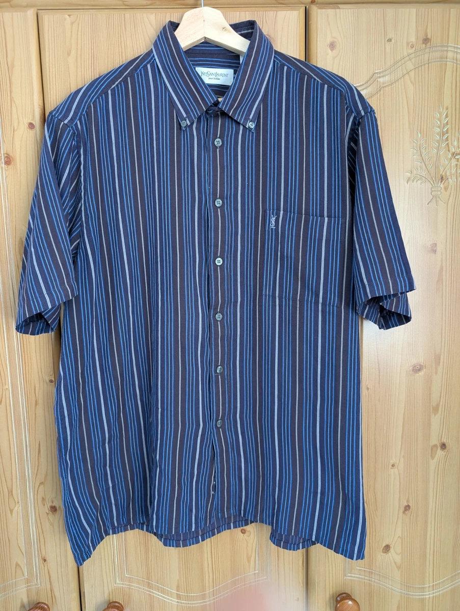 Saint Laurent Short Sleeve Striped Casual Button-Down Shirts for