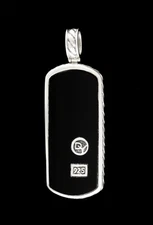David Yurman 925 Sterling Silver Black Onyx Dog Tag Pendant