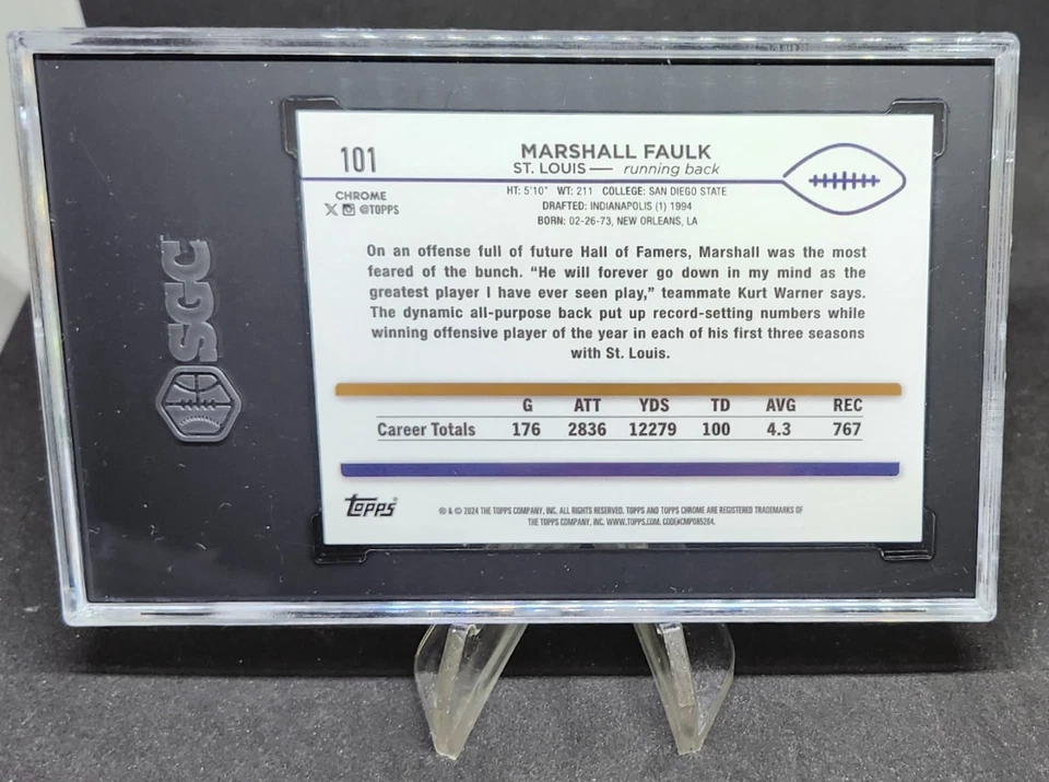 2024 Topps Cromo - Marshall Faulk - Refractor Geométrico Blanco SSP#15/15! SGC 10 Foto 2 de 4