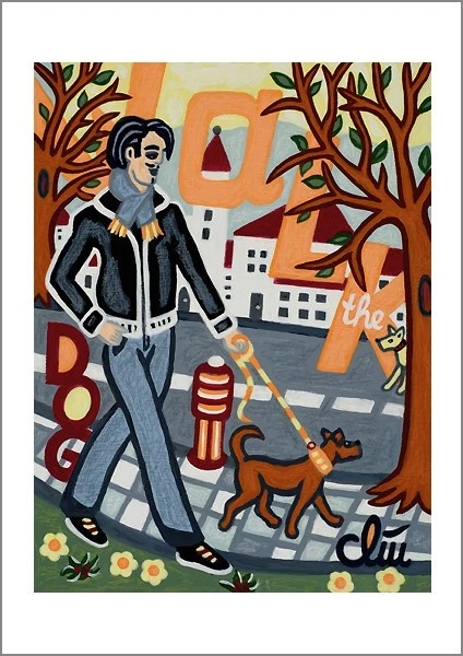 JACQUELINE DITT - Walking the Dog in Early Spring A2 gross DRUCK Hunde - Bild 2 von 3
