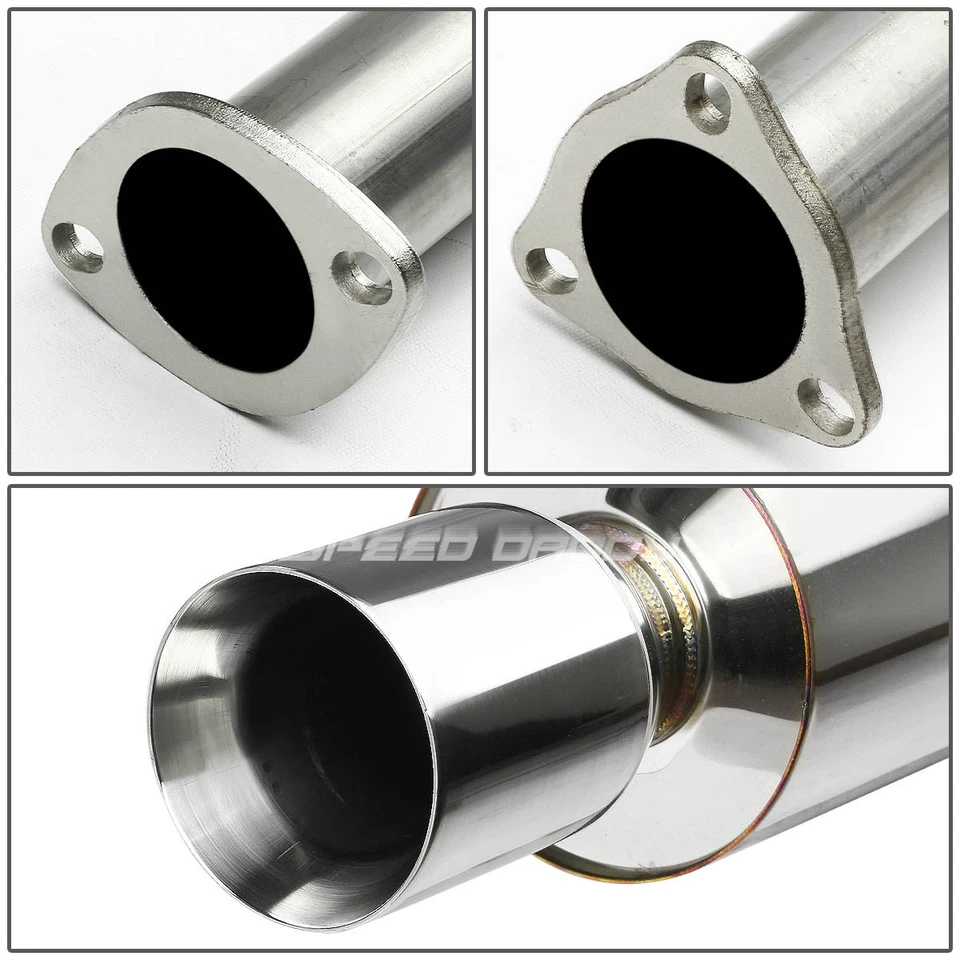 FOR 92-00 HONDA CIVIC 2-DOOR/4-DOOR 4" ROLLED MUFFLER TIP CATBACK EXHAUST SYSTEM - Image 2 of 4