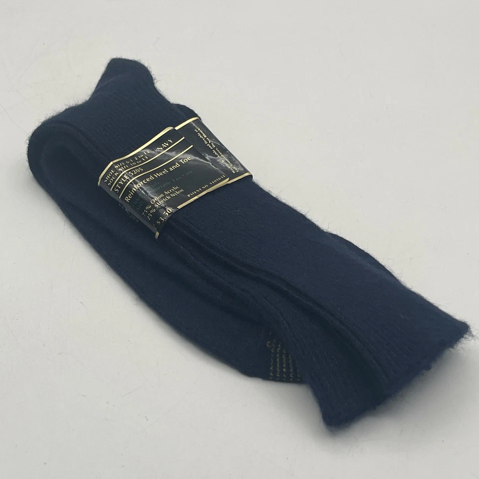 Calcetines esponjosos punta dorada vintage azul marino para hombre talla 6,5-12 hechos en EE. UU. 520S Foto 2 de 4