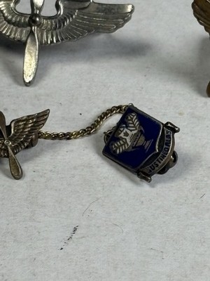 WWII U.S. Army AIR Corps USAF Wings & Propeller Pins Screwback Tie