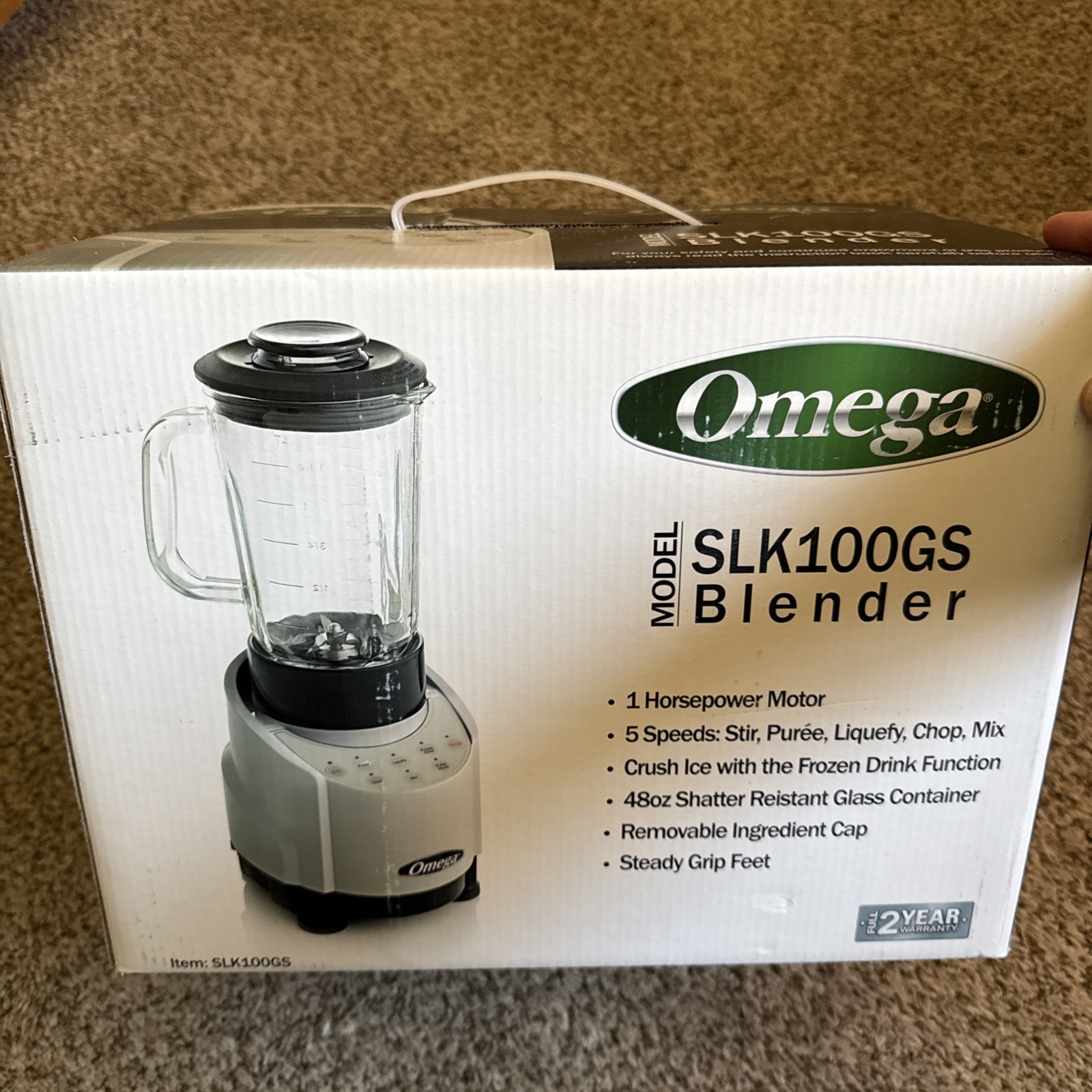 Omega Blender-New SLK100GS.  1hp 48 Ounce (Free Shipping)