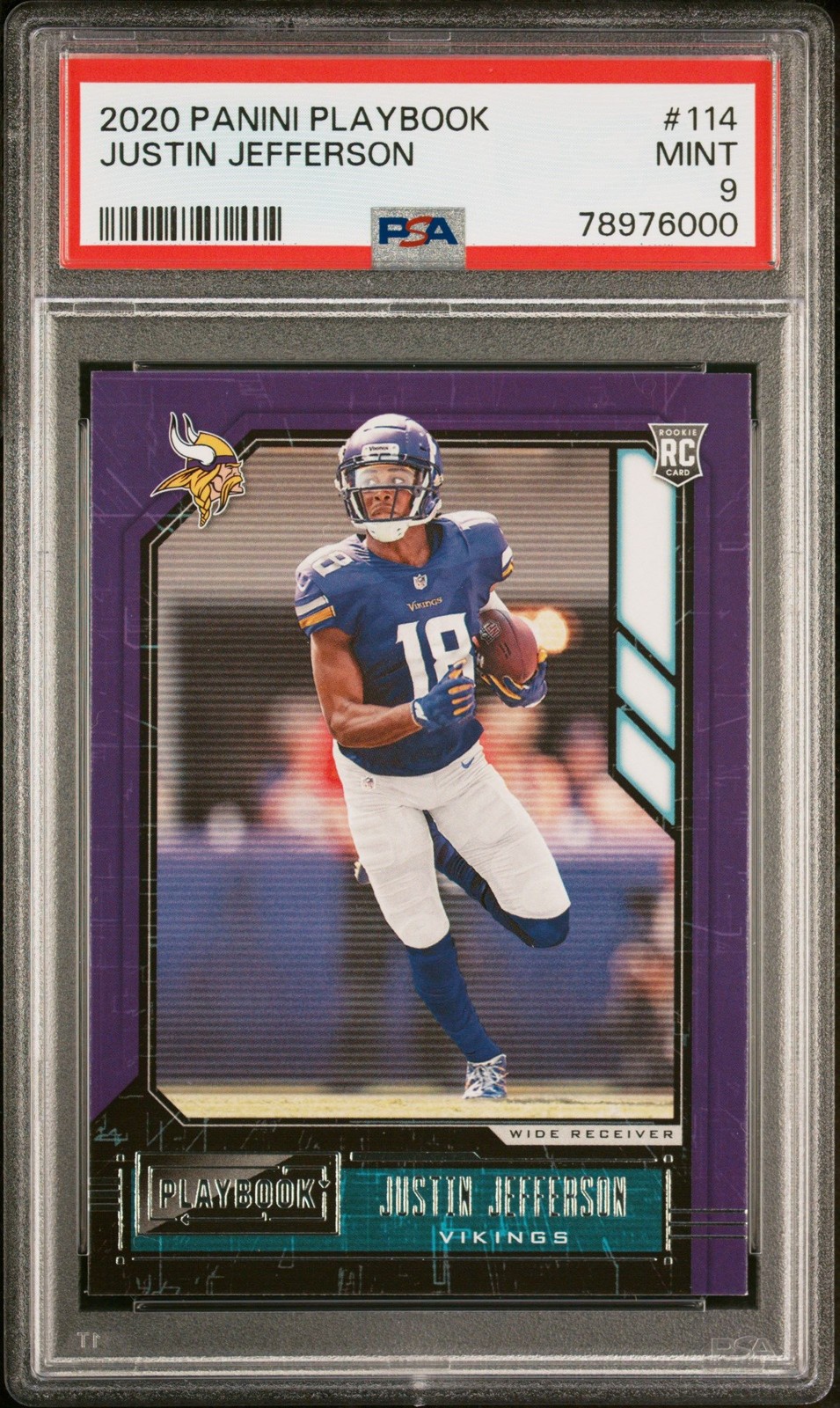 2020 Panini Playbook JUSTIN JEFFERSON Rookie PSA 9 Minnesota Vikings #114