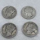 4 Mercury Dimes 1917, 1941, 1940, 191?, 90% Silver Exact Coins Shown