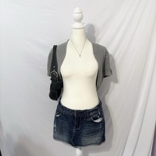 Vintage Grey Coquette Y2k Open Knitted Shrug Cardigan