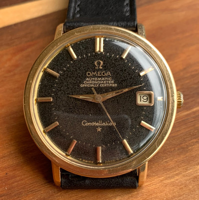 1966 Omega Constellation 168.004 Original Black Dial / Rose Gold Cap Wristwatch