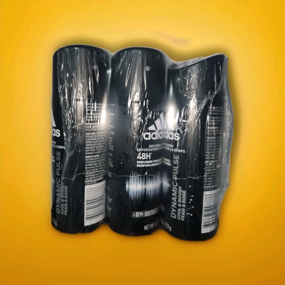 (Paquete de 3) Adidas Dynamic Pulse Body Spray 4oz cada uno - ¡RARO! Auténtico y NUEVO Foto 2 de 3