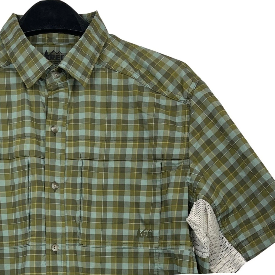 Chemise REI Homme – Vert Moyen – Manches Courtes – Taille M – Occasion Très Bon état
