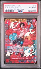 One Piece Japanese Portgas D. Ace OP02-013 OP08 Special Alternate Art PSA 10